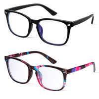 GEKKALE Blue Light Blocking Computer Glasses Square Nerd Eyeglasses Frame Anti Eye Strain Headache Computer Reading Glasses UV400 Transparent Lens