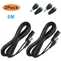 RGBZONE 5M 16.5ft 2 Pack 5.5mm x 2.1mm DC Plug Power Supply Extension Cable Cord for Wireless CCTV Security IP Camera Surveillance,Led Strip Lights,Standalone DVR