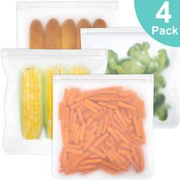 Upgraded 4 Packs Reusable Gallon Freezer Bags Ziplock Bags, Leakproof Extra Thick Gallon Storage Bags for Marinate Meats, Fruit, Cereal, Sandwich, Snack (Clear)