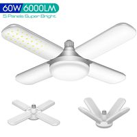 60W Deformable LED Garage Light, 6000LM E26 LED Garage Ceiling Lights with 4 Adjustable Panels, LED Shop Lights for Garage, Warehouse, Basement, Barn Light (60W)