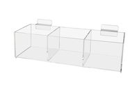 Marketing Holders 12" W Slatwall 3 Compartments Storage Keepsake Bin Organizer Basket Crafts Hardware Retail Clear Acrylic (1, 12" Wide 3 Pocket)