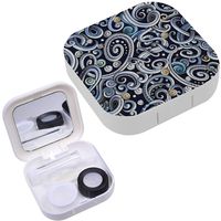 Portable Contact Lens Case Box Travel Kit Mirror + Bottle + Tweezers Container Holder [ Decorative Doodle Nature ]