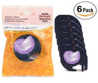 6/Pack LM Tapes - Premium Black on Clear Polyester Compatible Tape for LetraTag Printers, Replaces Dymo 16952 Letra TAG