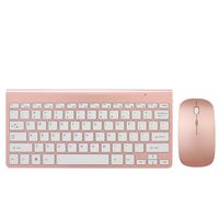 KuWFi Portable Mini Ultra Thin 2.4GHz Wireless Keyboard and Mouse Combo Kit for Desktop Laptop Home&Office Use (Rose Gold)