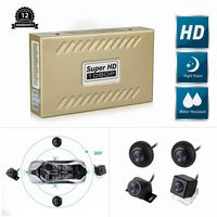 CarThree 360 Degree Bird View System Waterproof Seamless 4 Camera Car DVR Universal All Round View Camera System with Super Hd 1080P Night Vision for All Car