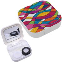 Portable Contact Lens Case Box Travel Kit Mirror + Bottle + Tweezers Container Holder [ Waves ]