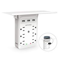 Socket Outlet Shelf, KPSTEK 6 Outlet Extender Multi Plug Wall Adapter with 3 USB Ports & Easy-to-Install Shelf, 1080J Surge Protection for Echo/Google Home/Cell Phone/Electric Toothbrush and More