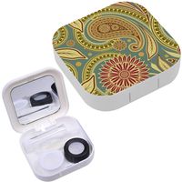 Portable Contact Lens Case Box Travel Kit Mirror + Bottle + Tweezers Container Holder [ Pattern Design ]