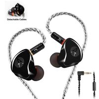 in-Ear Monitors in Ear Headphone Earbuds Wired Earphone Dual Drivers Headphone with MMCX Detachable Cables,Noise-Isolating Comfort Earbud for Musicians Sweatproof Sports Headphone Earphones (Black)