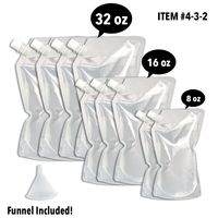Concealable And Reusable Cruise Flask Kit - Sneak Alcohol Anywhere - 4 x 32 oz + 3 x 16 oz + 2 x 8 oz + 1 funnel