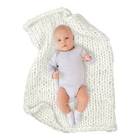 ICOSY Newborn Photography Props, Knit Baby Photo Blanket Rug Props Shoots Chunky Yarn Basket Filler Backdrop Photo Studio Posing Props (31.5"x23.6")