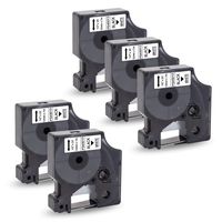 Pristar Replacement for DYMO 45013 Labeling Tape Compatible with DYMO Label Maker Label Manager 160 210D 280 360D 420P PNP Label Writer 450 Duo Turbo, Black on White 12mm x 7m 1/2" x 23', 5-Pack