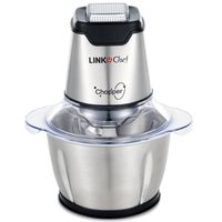 Mini Food Chopper LINKChef Food Processor Onion Vegetable Garlic Chopper Electric 4 bi-level blades 1.2L Robust Stainless Steel Bowl with 500ml Food Capacity Silver/ Black(FC-5125)- 3 Year Warranty (Silver and black)