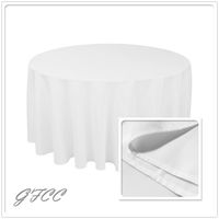 GFCC 96 Round 240cm White Polyester Tablecloth Durable Wedding Decoration Tablecloth