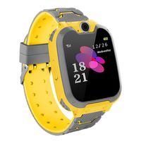 GCARTOUR Kids Waterproof Smart Watch for Girls Boys Students GPS GSM Locator Tracker SOS Phone Call Anti-Lost Game Music SIM TF Card Support (Yellow, Free)
