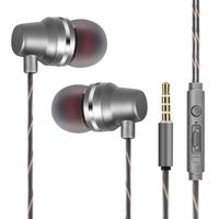 Earbuds Ear Buds Earphones Headphones in Ear Earphones Noise Isolation Headsets Heavy Bass Earphones with Microphone Volume Control Powerful Bass Tablets Laptop Mp3 Mp4 Players 3.5mm Gray