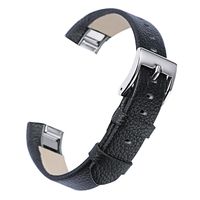 bayite Leather Bands Compatible with Fitbit Alta and Alta HR, Black 5.5" - 8.1"