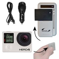 Gomadic Compact Multi External Battery Charge System Designed for The GoPro Hero4 / Hero 4. USB, Car and Wall Charging Connections