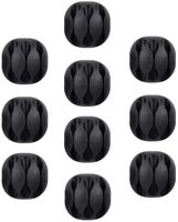 Cable Clips Cord Organizer Cable Management Wire Holder System 10 Pack Adhesive Cord Hooks (Triple, Black)