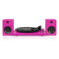 Victrola Modern 3-Speed Bluetooth Turntable with 50 Watt Speakers, Pink Piano Finish