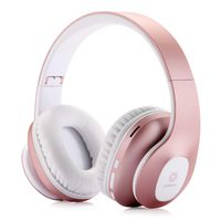 Bluetooth Over Ear Headphones,KINGCOO Wireless Headphones V5.0 with Microphone, Foldable & Lightweight Headset, Support Tf Card MP3 Mode and Fm Radio for Cellphones Laptop TV (Rose Gold)