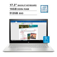 2020 Newest HP Envy 17.3 Inch FHD Touchscreen Laptop (Intel 4-Core i7-8550U up to 4GHz, 16GB RAM, 512GB SSD, NVIDIA MX150 2GB, Backlit Keyboard, DVD, WiFi, Bluetooth, HDMI, Windows 10) (Renewed)