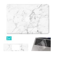 DowBier Hard Shell Case & Keyboard Cover & Sticker Bundle Compatible with Apple MacBook ( Pro 13 Inch A1989 A1706 A1708, White Marble)