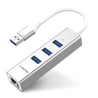LENTION 3-Port USB 3.0 Hub with Gigabit Ethernet Network RJ45 LAN Adapter Compatible for MacBook Air/Pro (Previous Generation), iMac, Surface, Chromebook, More Type A Laptops - Ultra Slim (Silver)