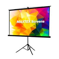 MAXTEX Projector Screen with Stand, 100 inch16:9 Projector Screen with Tripod Stand Adjustable Projector Screen Pull Up Manual Portable HD Home Office Movie, Black