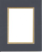 16x20 Navy Blue & Gold Double Picture Mat, Bevel Cut for 11x14 Picture or Photo