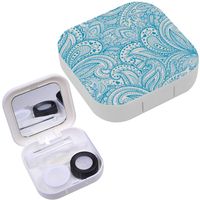 Portable Contact Lens Case Box Travel Kit Mirror + Bottle + Tweezers Container Holder [ Beautiful Vintage Paisley ]