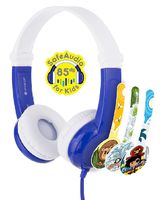 ONANOFF BuddyPhones Connect Foldable - Kids Volume Limiting Headphones - Built-in Audio Sharing Cable and in-Line Mic - Compatible with Fire, iPad, iPhone, and Android Devices - Blue