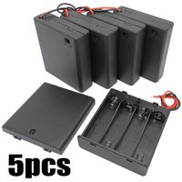QY 5Set Black 4X1.5V AA Battery Holder Case Storage Box with Thicker Wires and ON/Off Switch