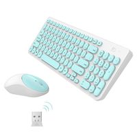 Wireless Keyboard and Mouse,MUEQU Quiet Full Size 2.4G Wireless Keyboard Mouse Combo,Portable Mobile Optical Mice with USB Receiver for PC Laptop Windows (Green)