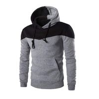 GHrcvdhw Autumn Men Pullover Solid Slim Cotton Warm Contrast Color Hooded Sweatshirt Trendy Sport Hoodie Tops Gray
