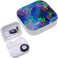 Portable Contact Lens Case Box Travel Kit Mirror + Bottle + Tweezers Container Holder [ Art Vintage Blur Watercolor Floral ]
