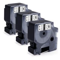 Oulei Compatible Label Tape Replacement for Dymo Rhino 1734524 Industrial Flexible Nylon Tape, 24 mm x 3.5 m Black on White, Use with Industrial Rhino 6000 6500 Label Makers，3-Pack