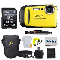 Fujifilm FinePix XP140 Digital Camera Yellow + 16GB SD Card + Case + Floating Strap + Cleaning System +Memory Card Wallet + Screen Protectors - Top Value Bundle