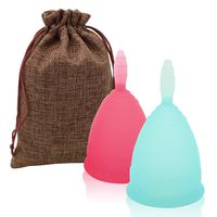 TIMKDLE Menstrual Cup 2Set of Large Red and Blue Silicone Cups-Feminine Alternative Protection to Cloth Sanitary Napkins