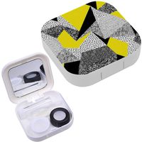 Portable Contact Lens Case Box Travel Kit Mirror + Bottle + Tweezers Container Holder [ Geometric Retro Style ]
