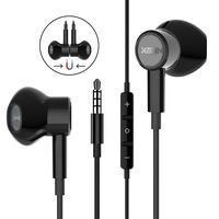 Android Earbuds Headphones with Remote & Microphone, in Ear Earphone Stereo Sound Noise Isolating for iOS and Android Smartphones, Laptops, Fits 3.5mm Interface Device Magnetic Earphones - Black