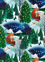 Roger la Borde Fox Christmas Double-Sided Rolled Gift Wrap 4 Sheets 19 in x 27.5 in