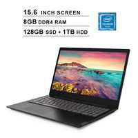 Lenovo Premium 2020 Newest Ideapad S145 15.6 Inch Laptop, Intel Celeron 4205U 1.8GHz, Intel UHD 610, 8GB DDR4 RAM, 128GB SSD (Boot) + 1TB HDD, Webcam, Bluetooth, HDMI, WiFi, Windows 10 Home, Black