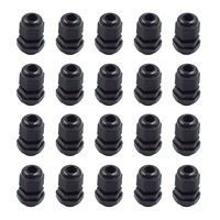 HONJIE IP68 Nylon PG7 Waterproof Cable Gland Joint Adjustable Lock Nut Black - (20 Pcs)