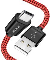 JSAUX Micro USB Cable Android, (2-Pack 6.6FT) Micro USB to USB A High Speed Sync Charger Nylon Braided Cord Compatible Samsung Galaxy S6 S7 Edge J7 Note 5,Kindle,LG,Xbox,PS4,Camera,Smartphones(Red)