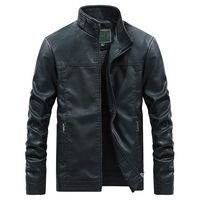 YiYLunneo Men's Leather Jacket Casual Slim Lightweight Zipper Coat Vintage Military Motorcycle Bomber Jackets Black