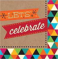 Creative Converting 16 Count 3 Ply Let's Celebrate Lunch Napkins, Birthday Kraft