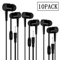 Wholesale Kids Bulk Earbuds Headphones Earphones 10 Pack for Schools Classroom Students, Libraries, Hospitals Individually Bagged 10Pack (Black)