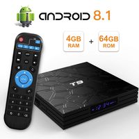 Sidiwen Android 8.1 TV Box T9 4GB Ram 64GB ROM RK3328 Quad-core Cortex-A53 2.4Ghz 5.0Ghz WiFi Bluetooth 4.1 Ethernet USB 3.0 Support 3D 4K2K Ultra HD H.265 Smart Set Top Box