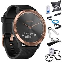 Garmin 010-01850-16 Vivomove HR,Sport Smartwatch Rose Gold w/Black Silicone Band (Small/Medium) + 7-Piece Fitness Kit